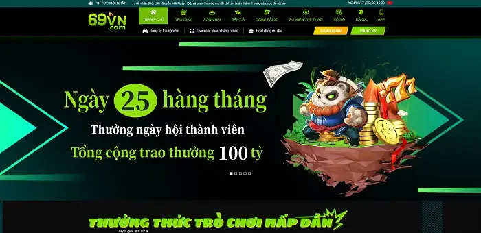 Giao diện chính của nhà cái 69VN33