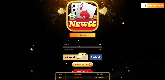 Giao diện chính, bản tải game New66 Vin